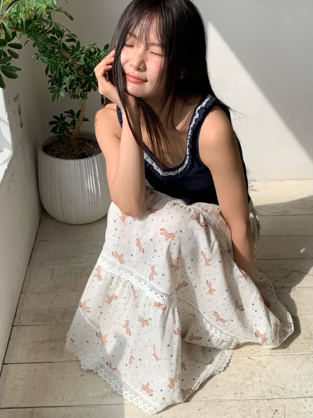 Excuse Pony & Star Print Tiered Maxi Skirt — Crochet Lace Cotton