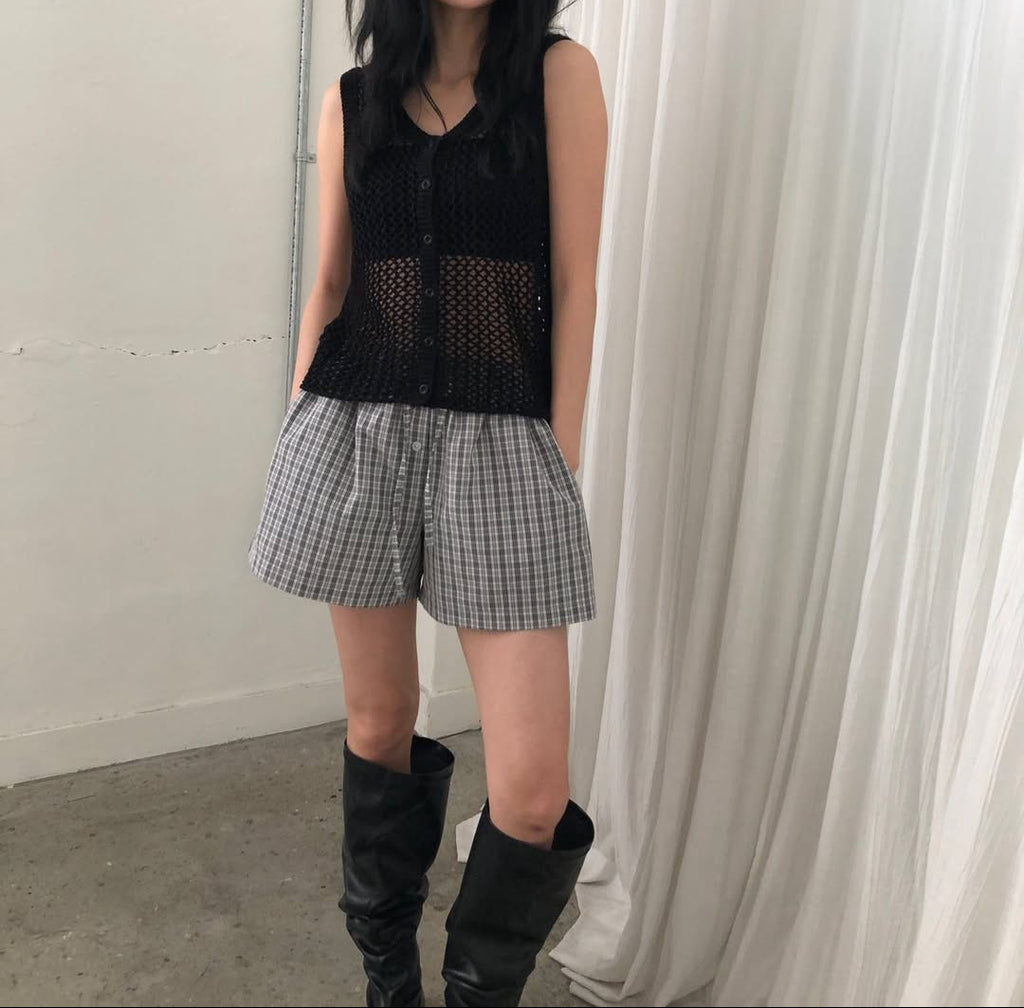 Ore Check Shirring Shorts & Jacket