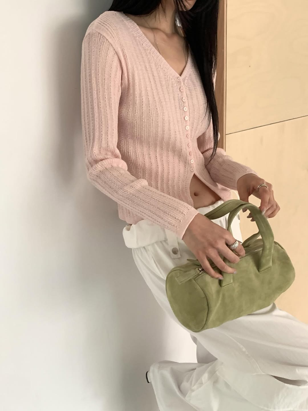 Merrymore Linen Blend Openwork Knit Cardigan