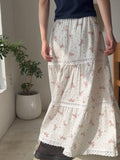 Excuse Pony & Star Print Tiered Maxi Skirt — Crochet Lace Cotton