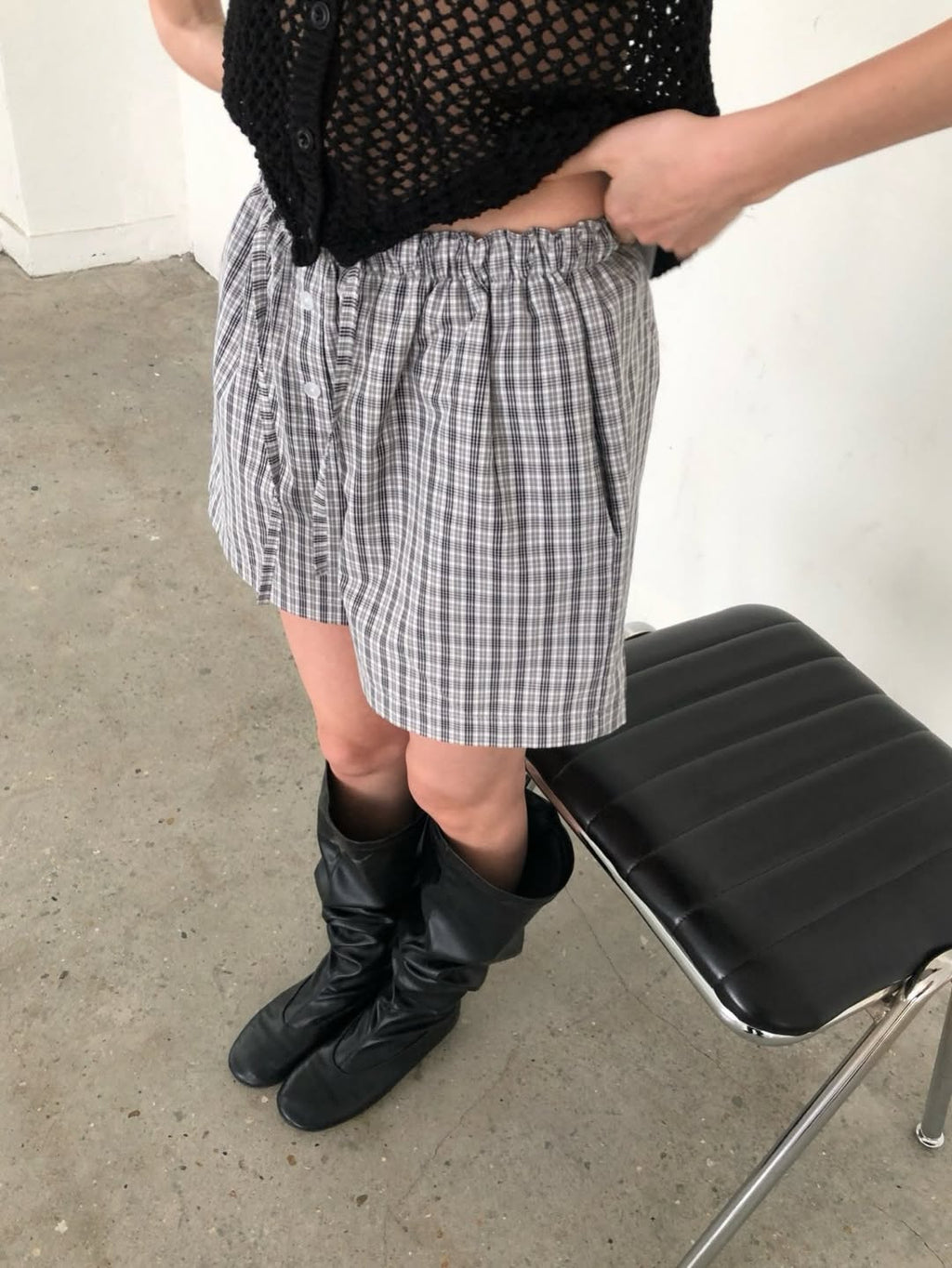 Ore Check Shirring Shorts & Jacket