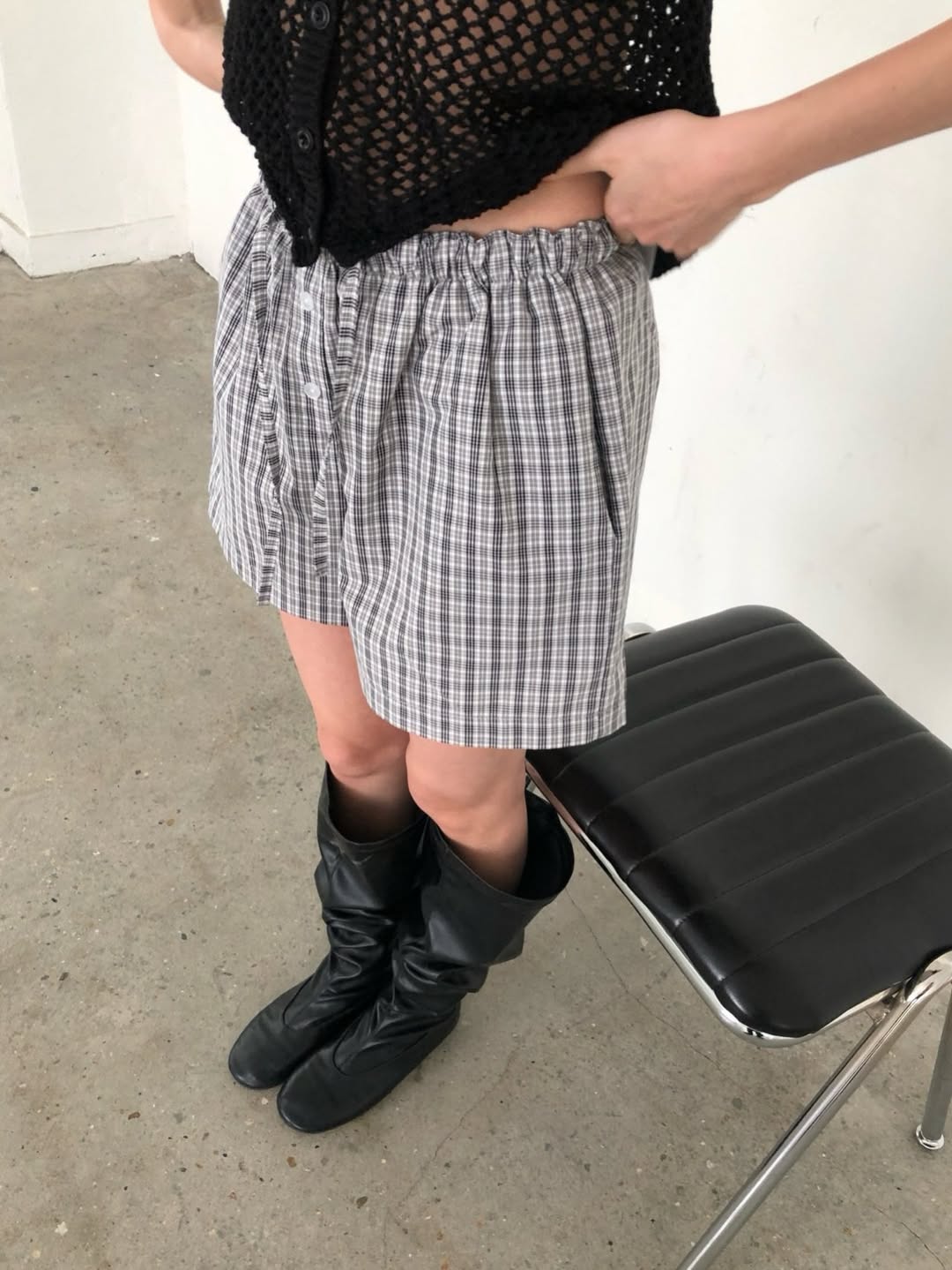 Ore Check Shirring Shorts & Jacket