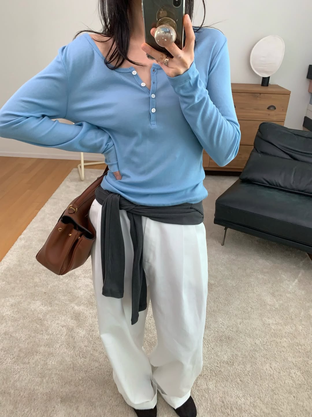 Maglia a maniche lunghe con scollo Henley a costine larghe Well Row