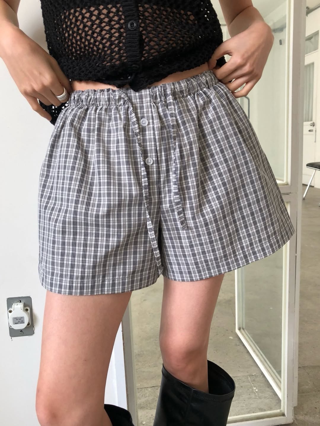 Ore Check Shirring Shorts & Jacket