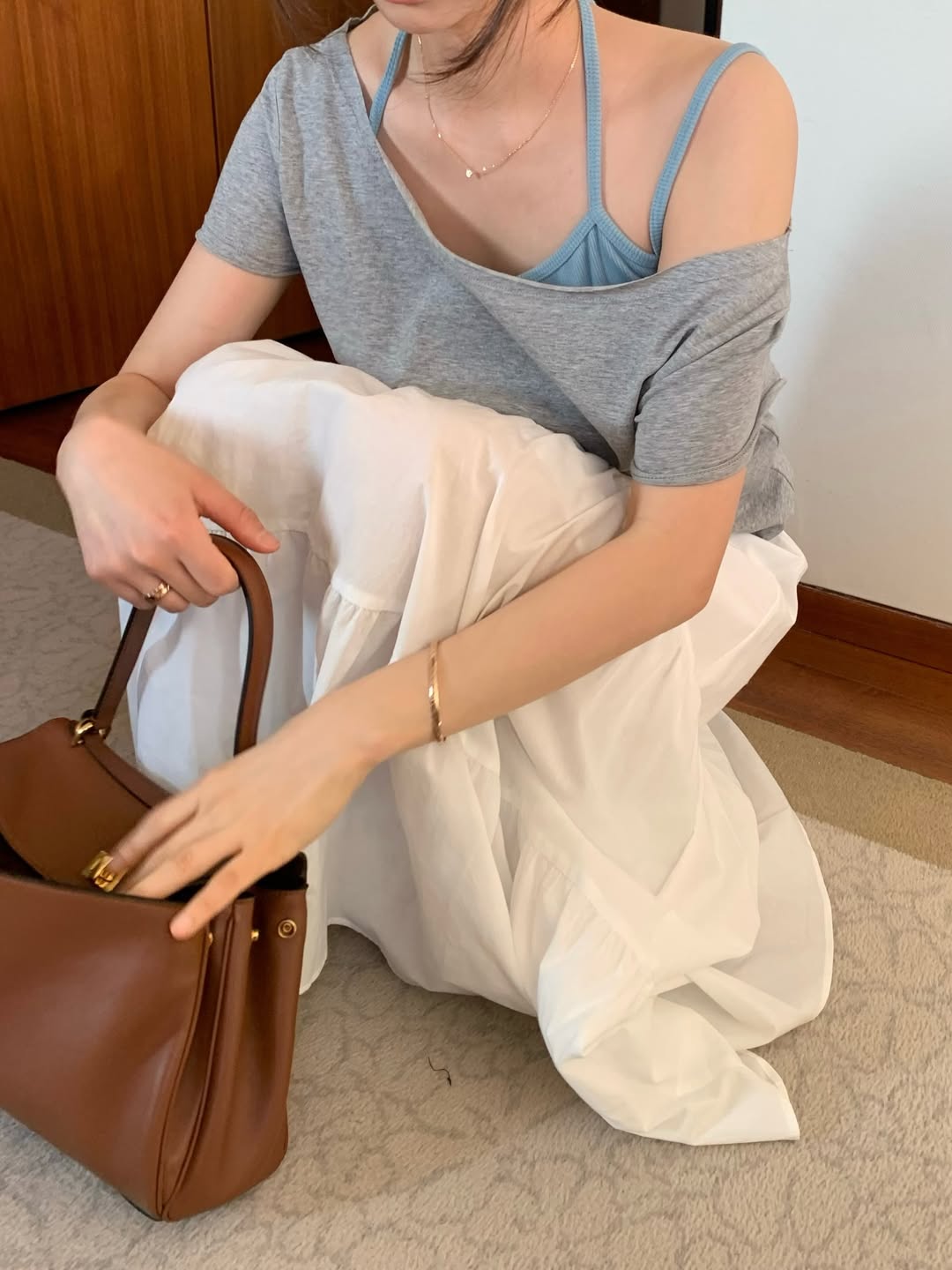 Top con Camisola a Costine 1+1 Well Row con Dettaglio Laccio sul Retro