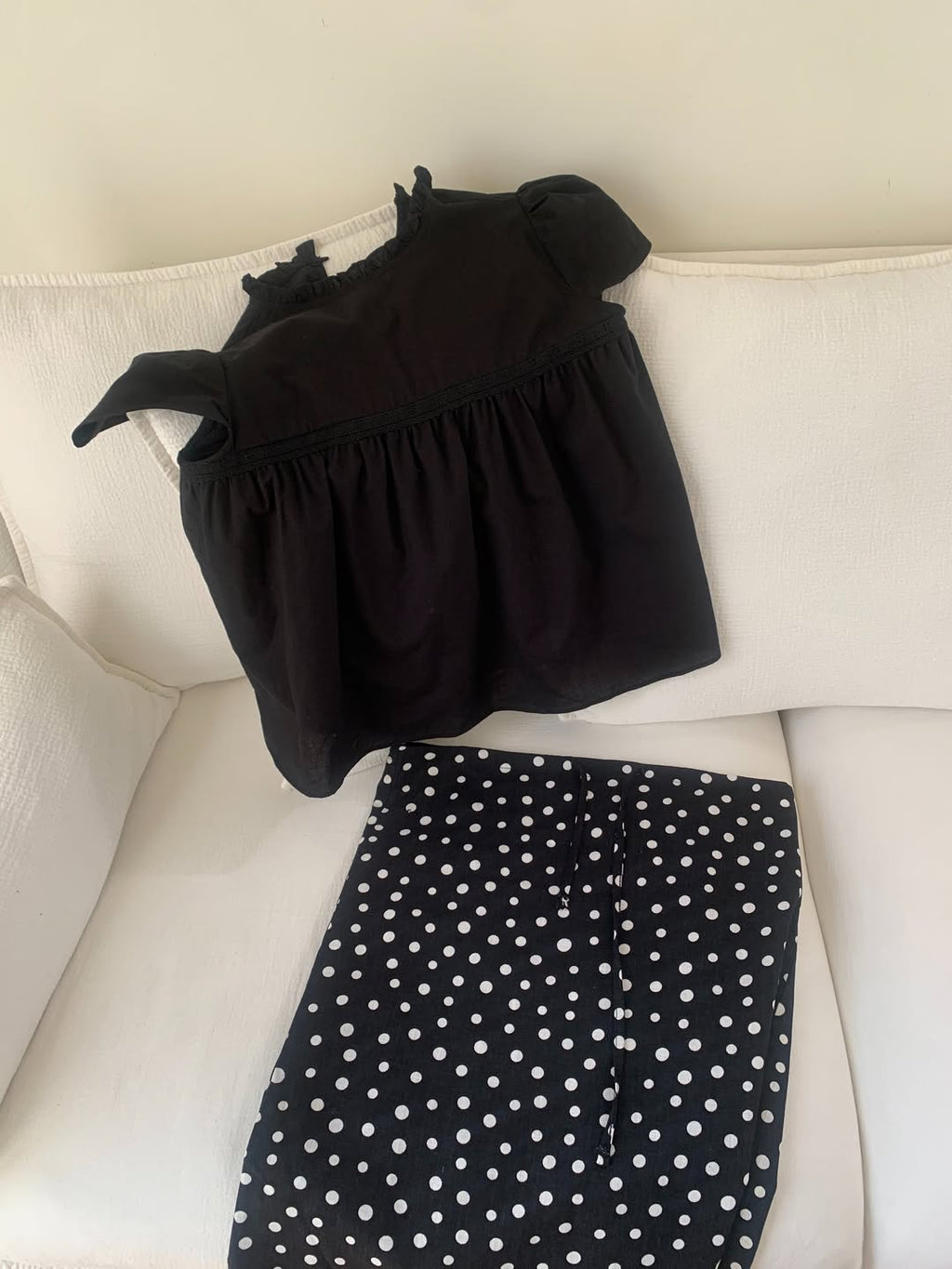 Avid Polka Dot Elastic Waist Side Tie Skirt