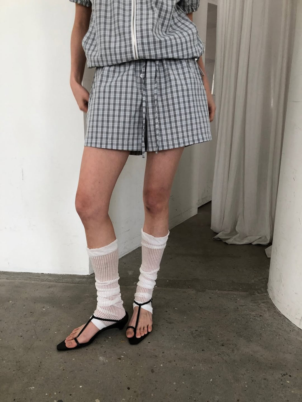 Ore Check Shirring Shorts & Jacket