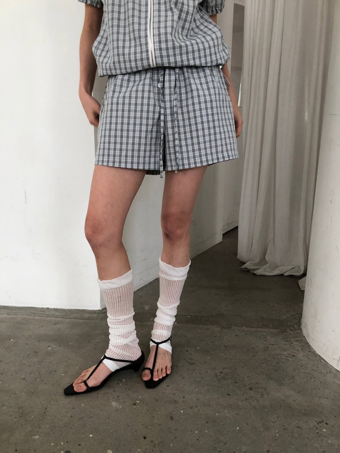 Ore Check Shirring Shorts & Jacket