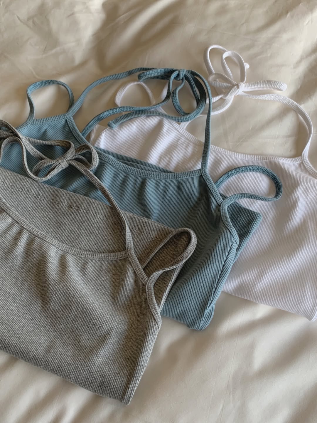 Top con Camisola a Costine 1+1 Well Row con Dettaglio Laccio sul Retro