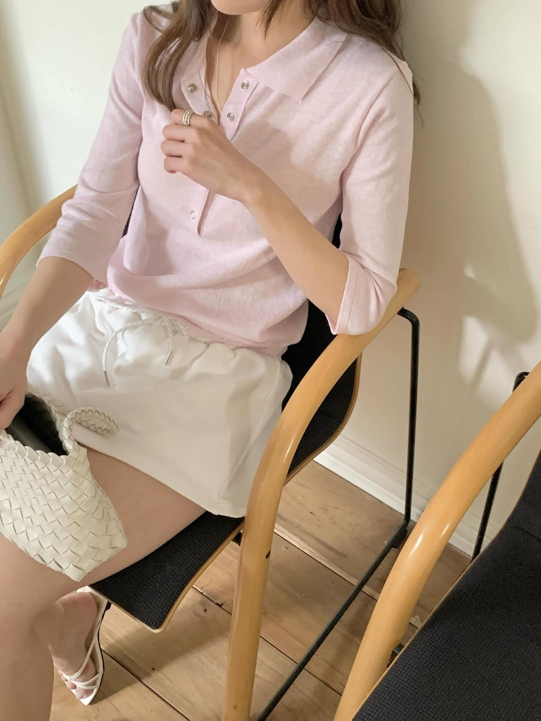 Beritte Collar Neck Snap Button Knit Top