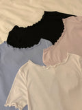 (2pack) Merrymore Mermaid Edge Cropped Short Sleeve Top — Boat Neck