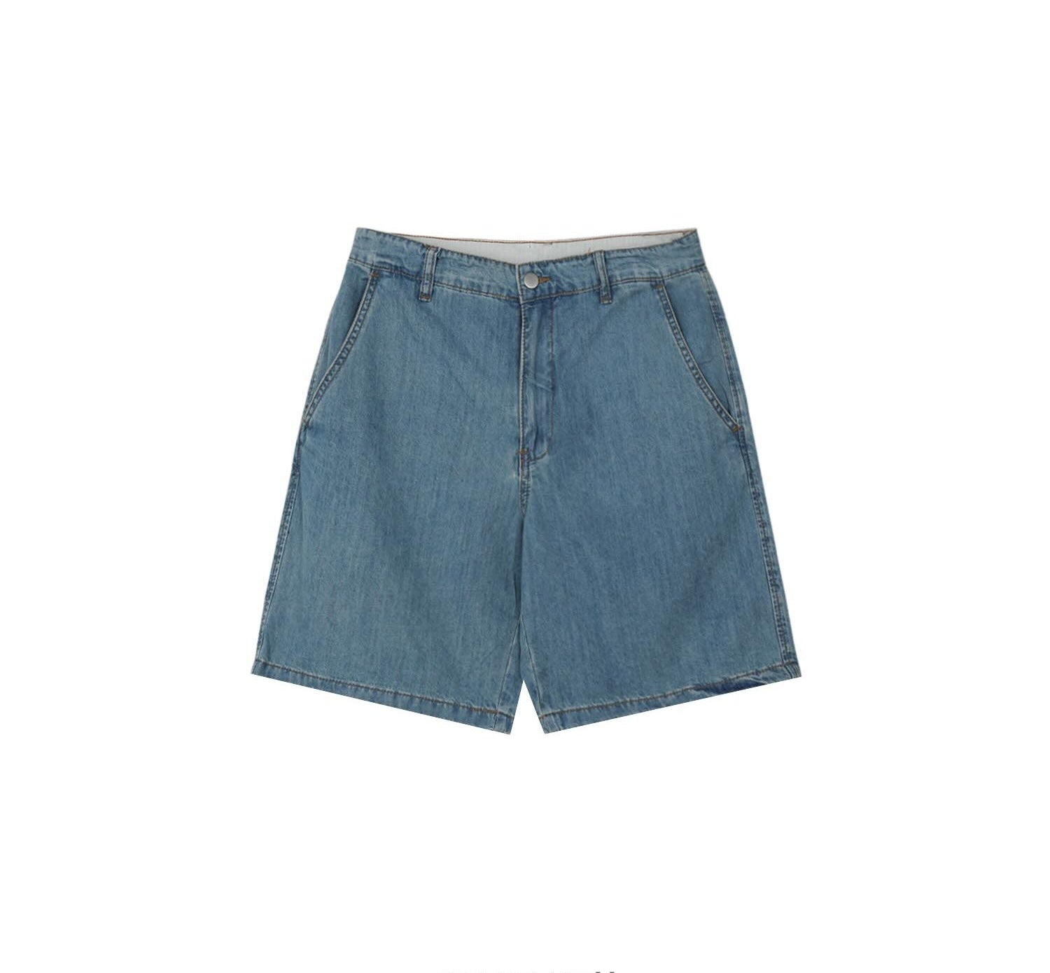 Wide Bermuda Denim Shorts — Black worn look
