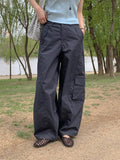 Areing Melton Cargo Wide-Leg Trousers — Multi-Pocket