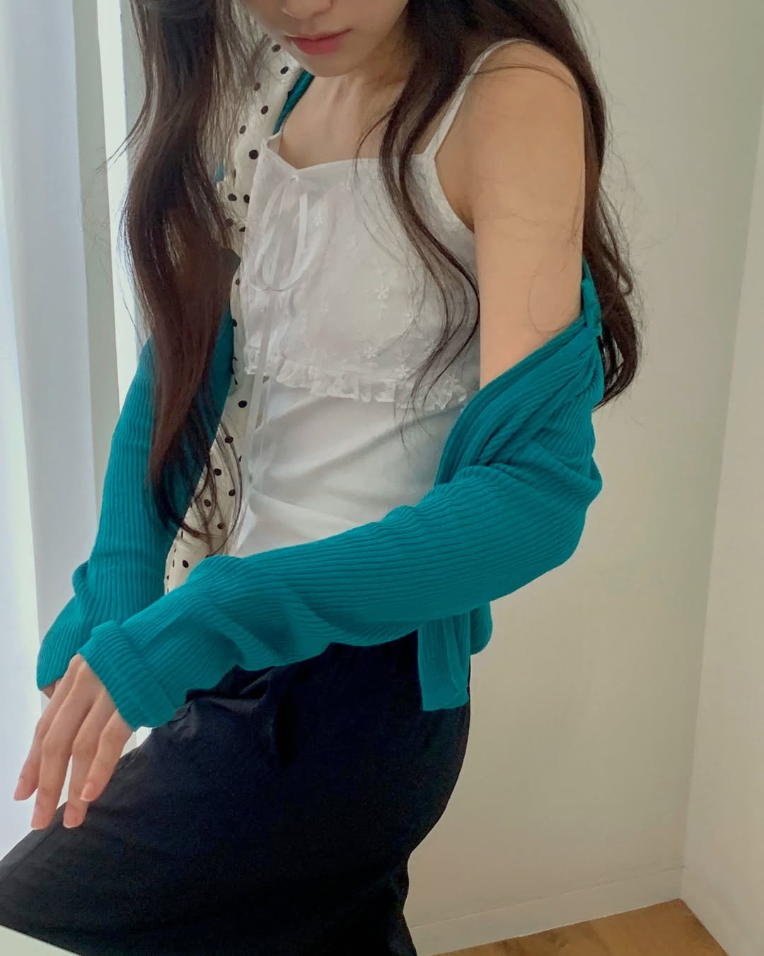 Hing9 Ribbed Knit Summer Long Sleeve Cardigan