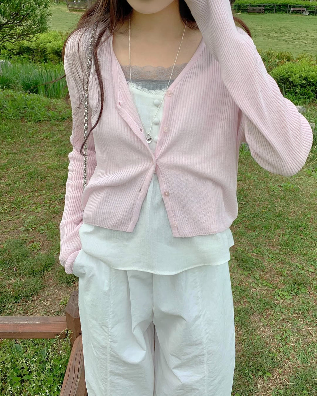 Hing9 Ribbed Knit Summer Long Sleeve Cardigan