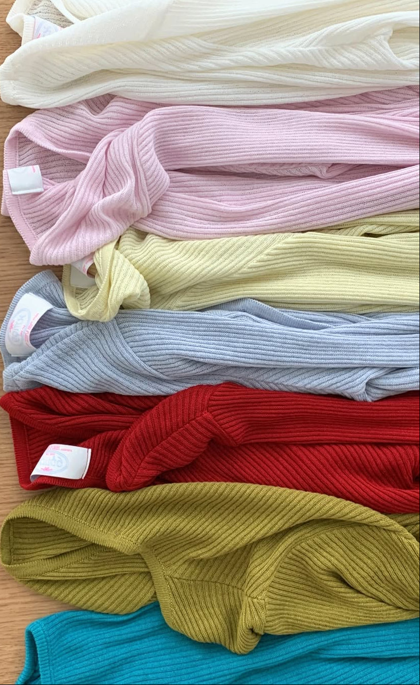 Hing9 Ribbed Knit Summer Long Sleeve Cardigan
