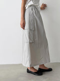 Favert Cargo Pocket Balloon Nylon Skirt — Nylon Elastic Waist Drawstring