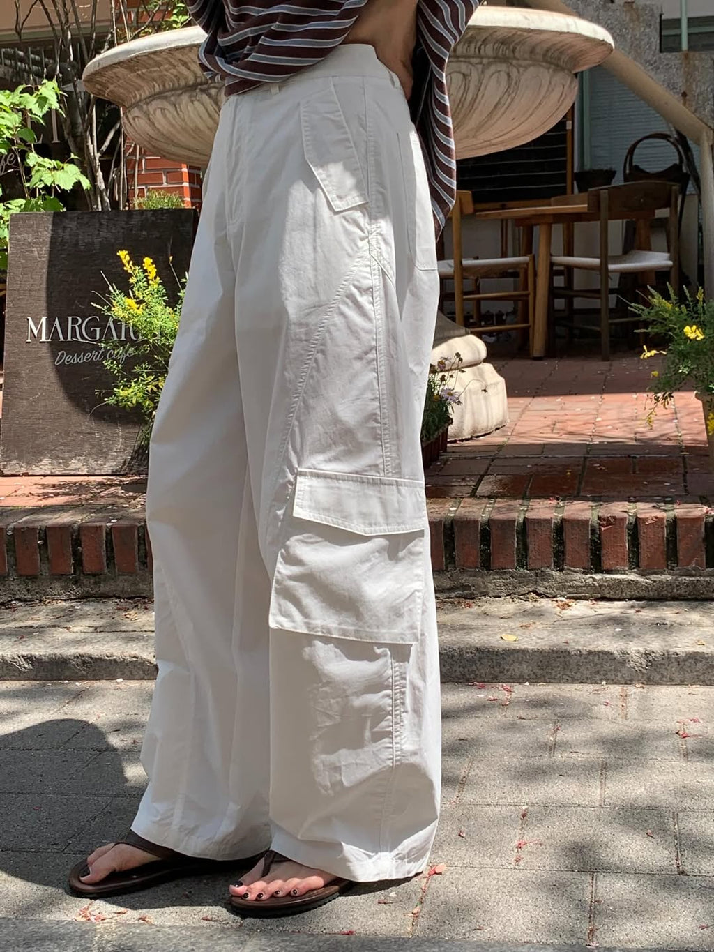 Areing Melton Cargo Wide-Leg Trousers — Multi-Pocket