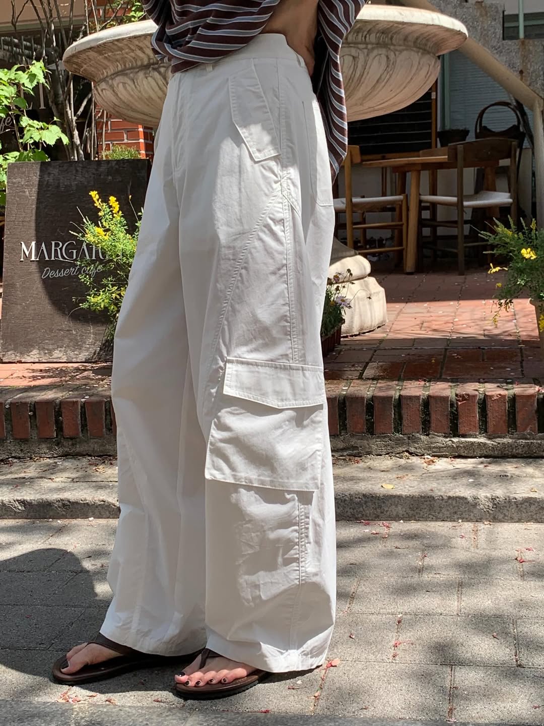 Areing Melton Cargo Wide-Leg Trousers — Multi-Pocket