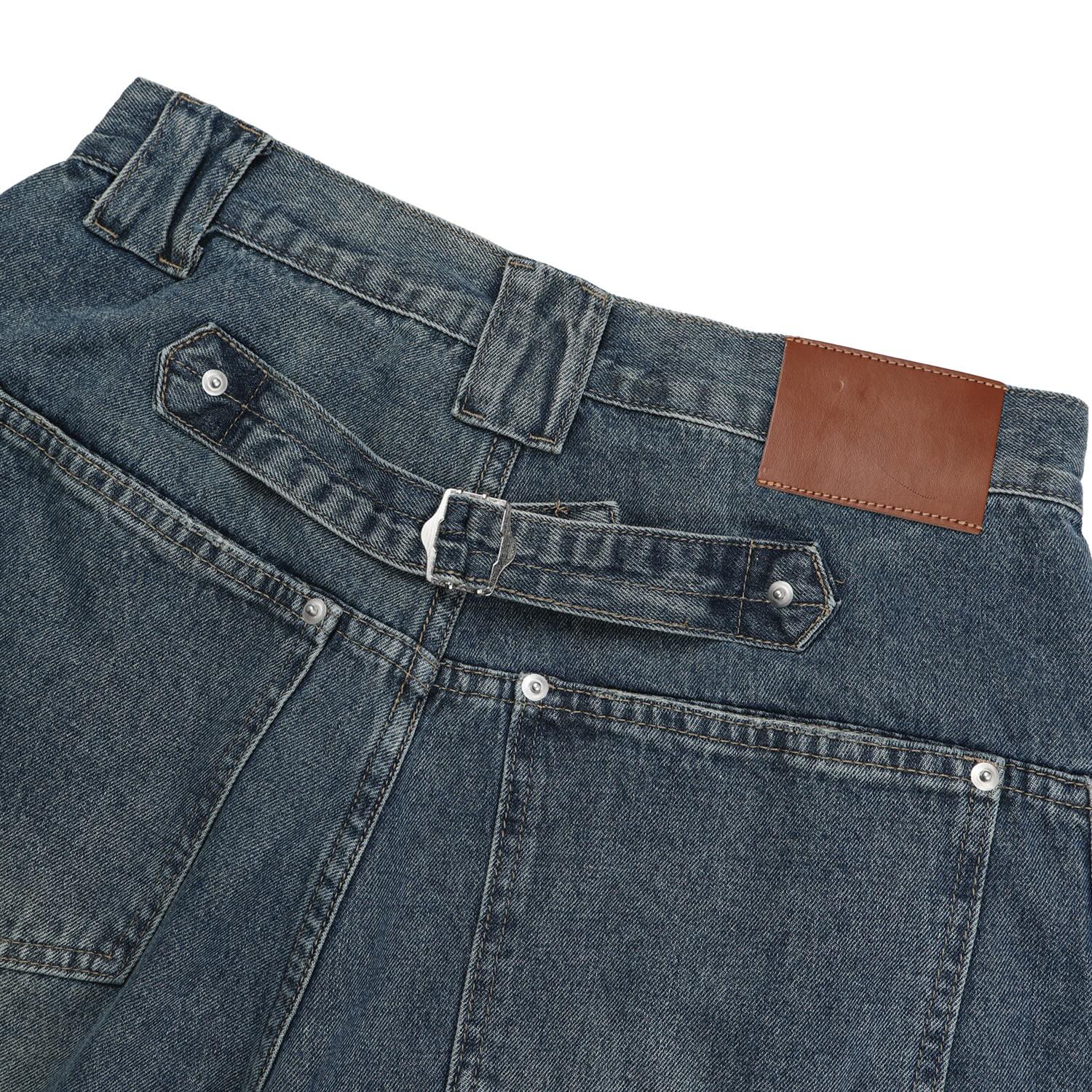 Buckle Detail Bermuda Denim Shorts — front flat