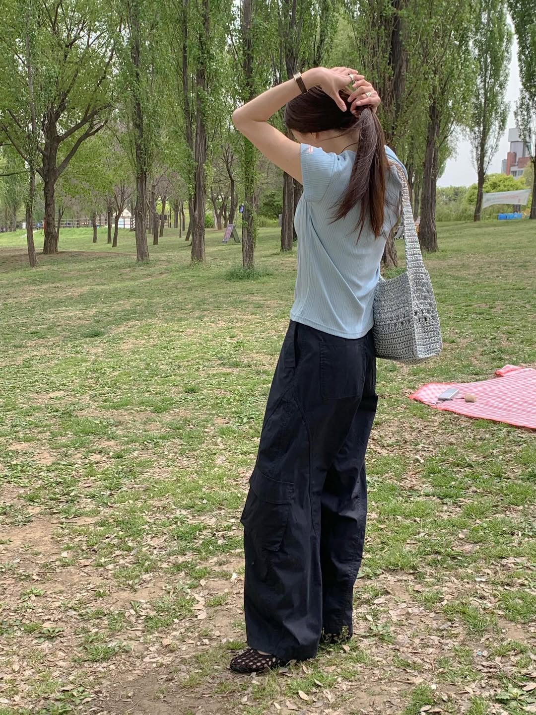 Areing Melton Cargo Wide-Leg Trousers — Multi-Pocket