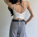 (2pack) Built-In Bra Pad Back Shirring Crop Cami Top