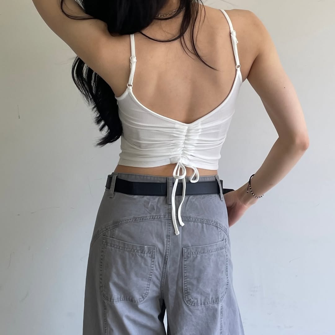 (2pack) Built-In Bra Pad Back Shirring Crop Cami Top