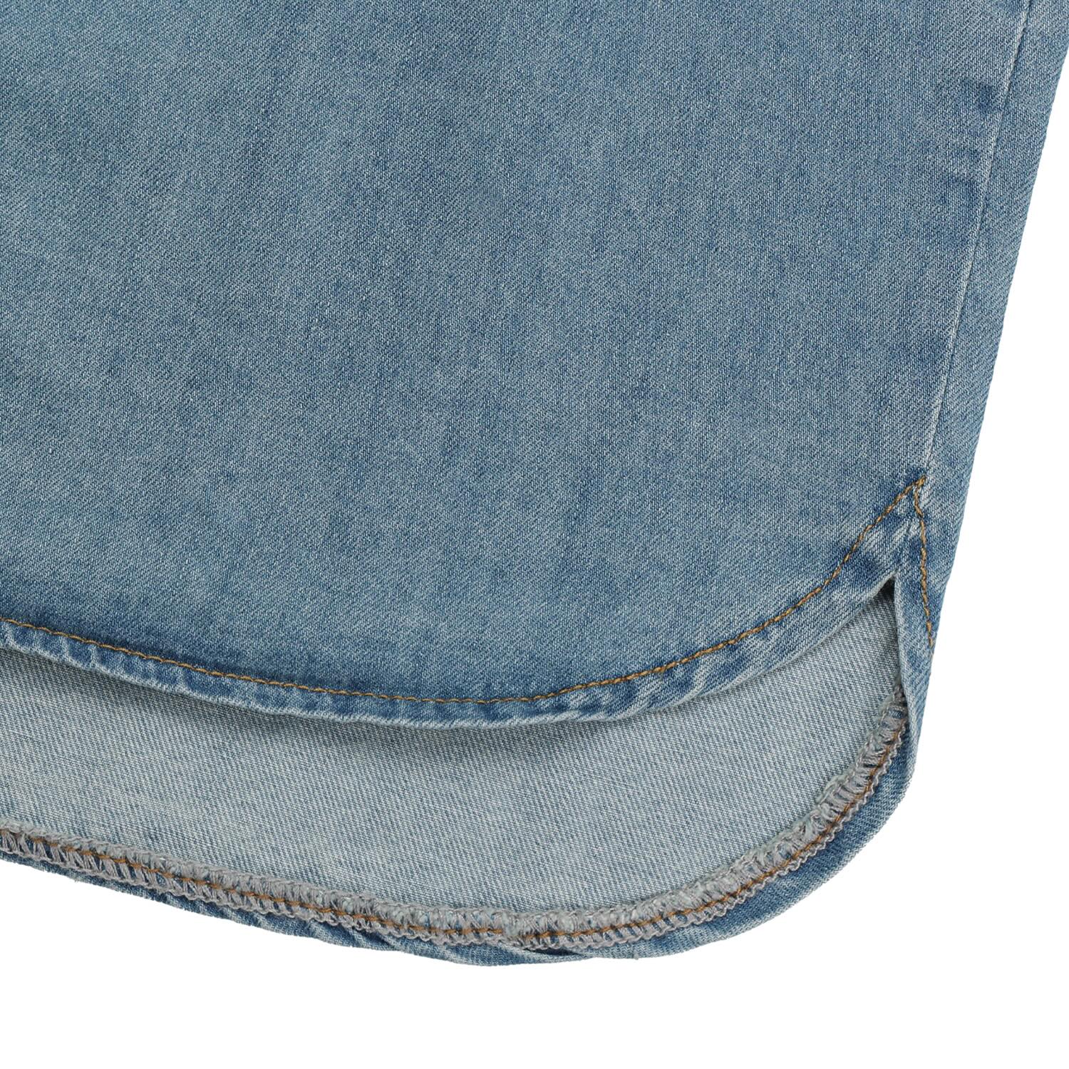 Roll-Up Sleeve Denim Shirt — chest pocket detail