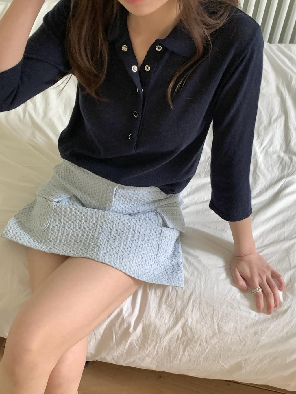 Beritte Collar Neck Snap Button Knit Top