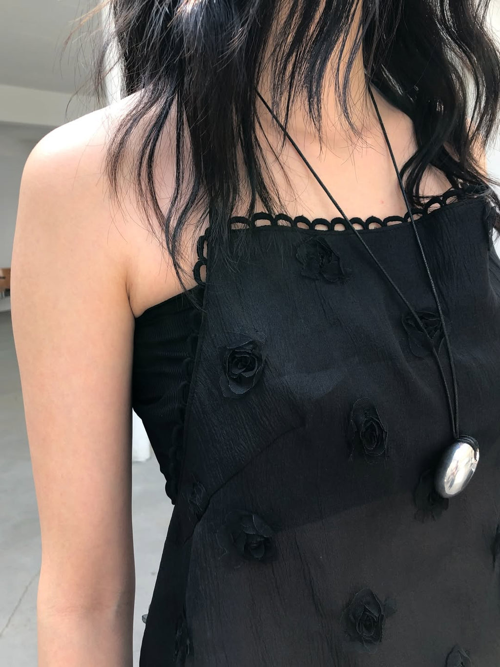 Ore Sheer Flower Chiffon Bustier Top