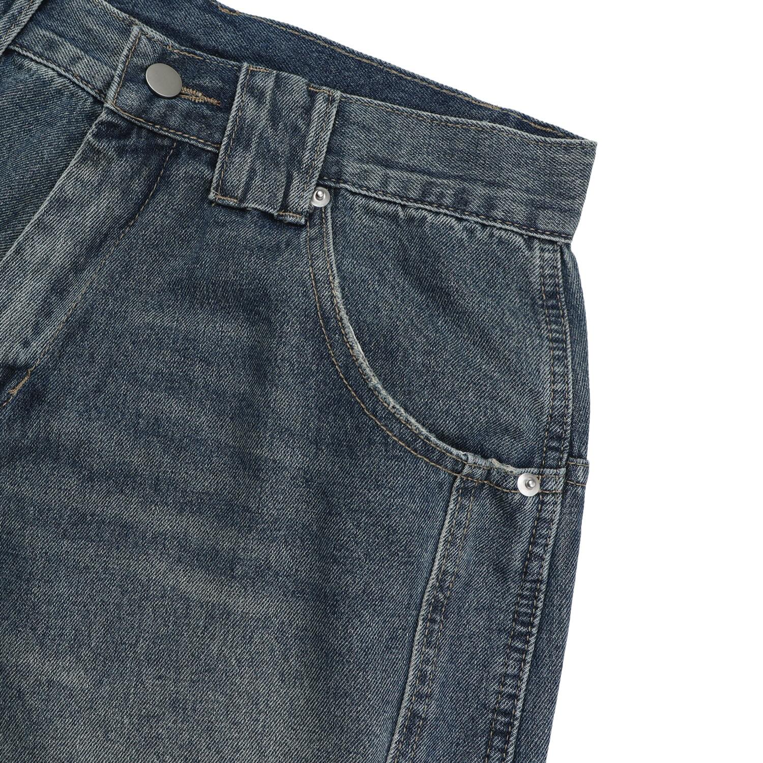 Buckle Detail Bermuda Denim Shorts — hem detail