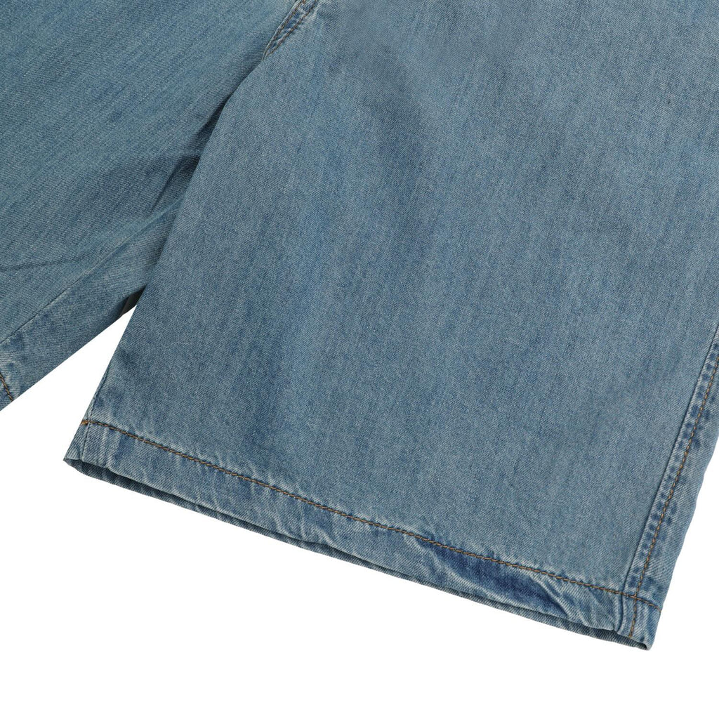 Wide Bermuda Denim Shorts — front pocket detail