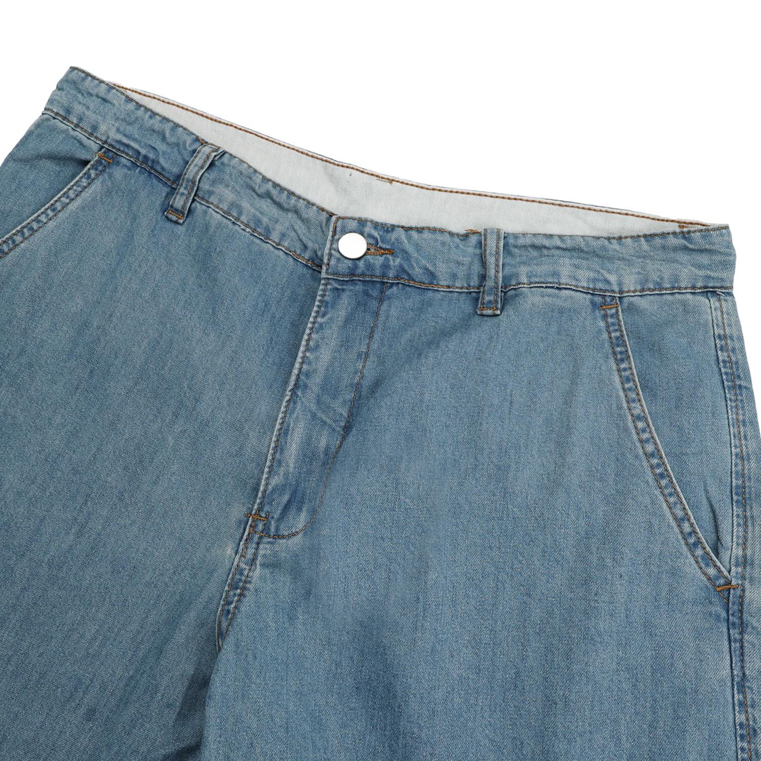 Wide Bermuda Denim Shorts — back pocket detail
