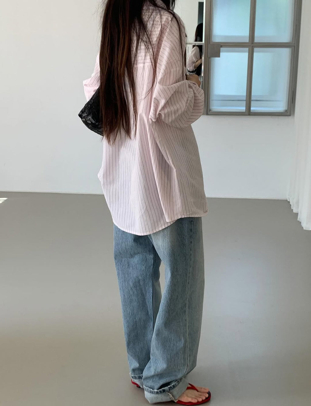 N&D Pinstripe Oversized Long Shirt