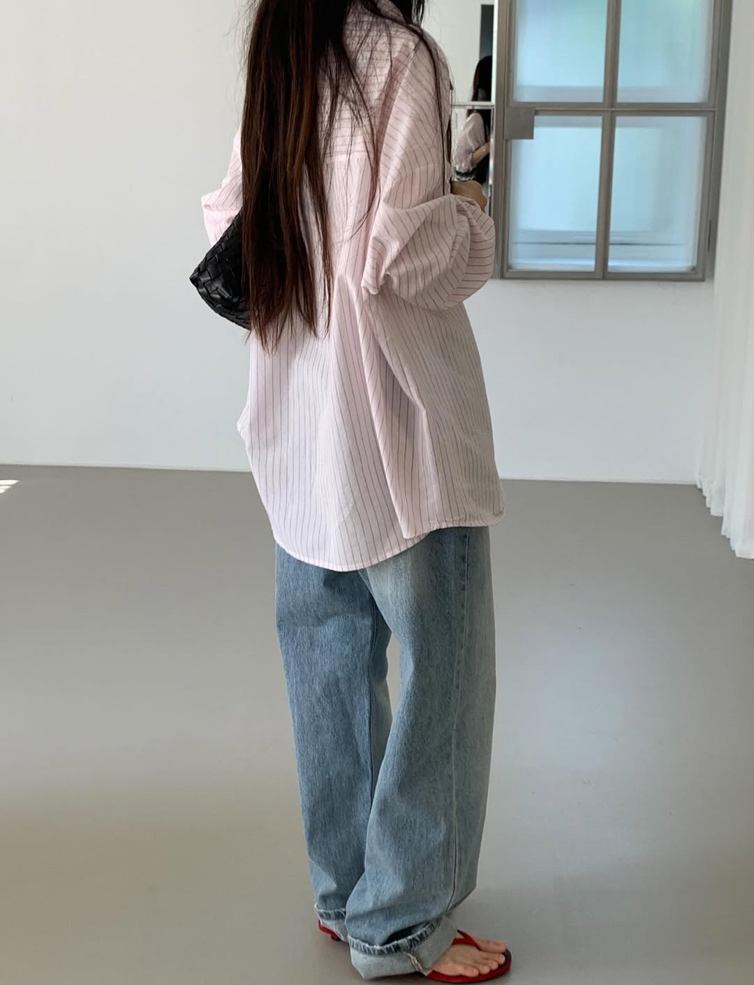 N&D Pinstripe Oversized Long Shirt