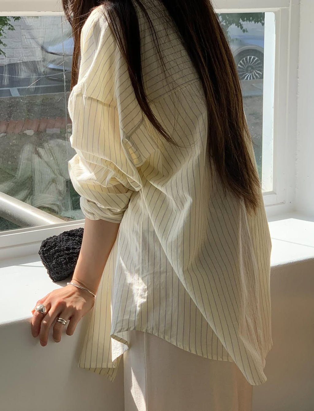 N&D Pinstripe Oversized Long Shirt