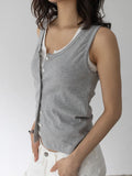 (2pack) Generation Lace Trim U-Neck Open Button Sleeveless Top
