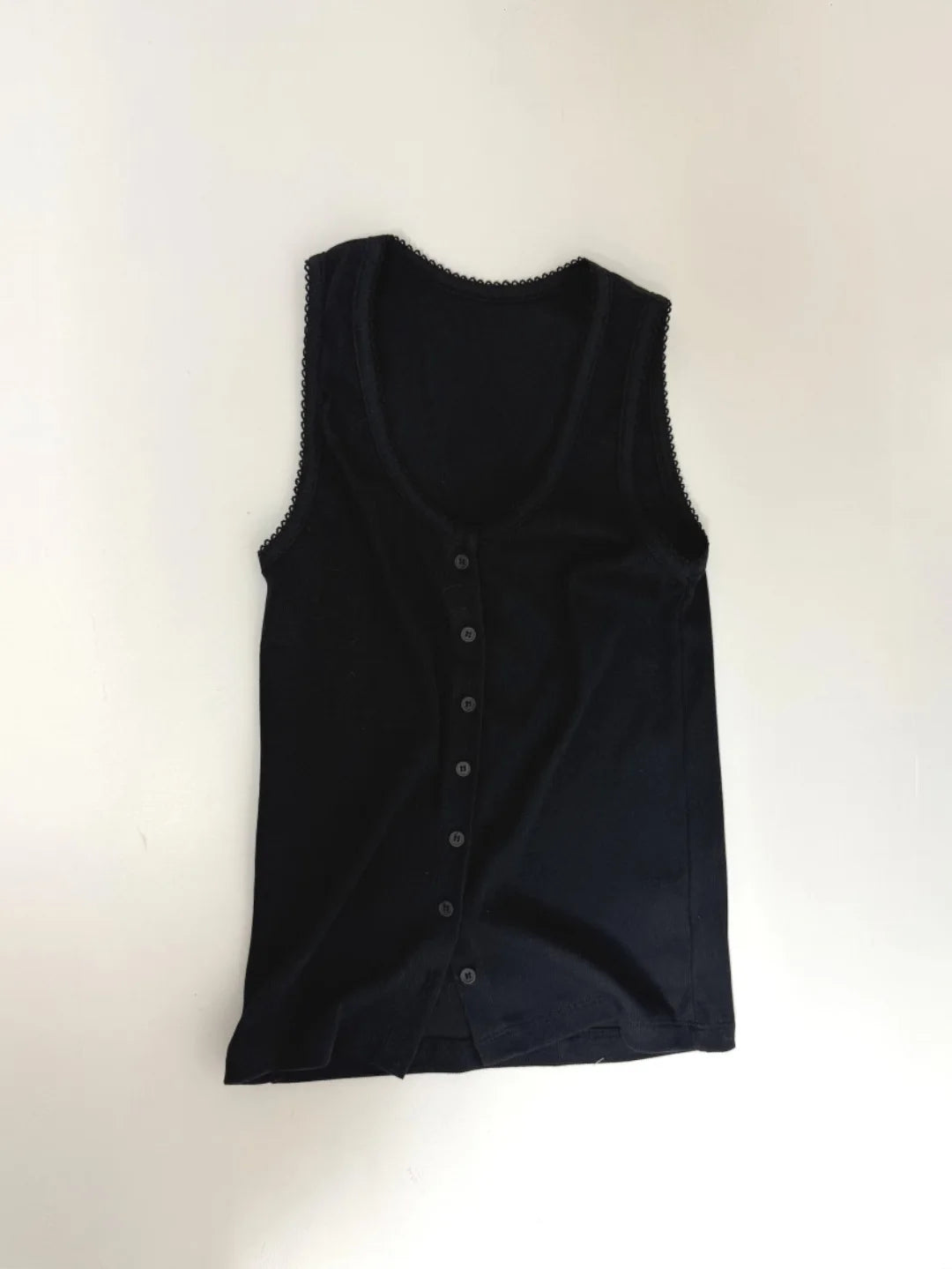 (2pack) Generation Lace Trim U-Neck Open Button Sleeveless Top