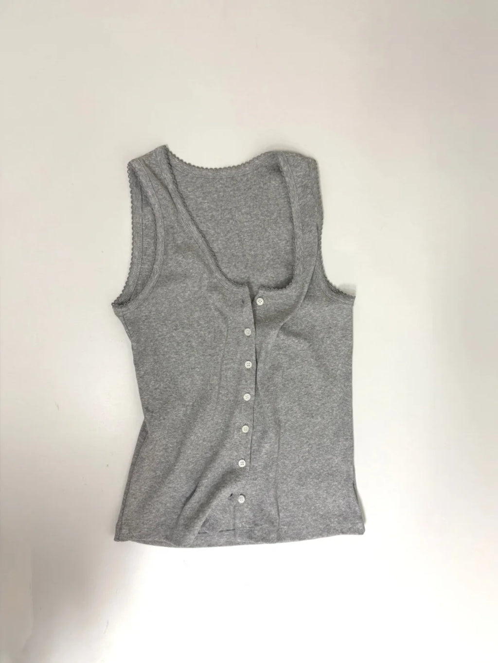 (2pack) Generation Lace Trim U-Neck Open Button Sleeveless Top