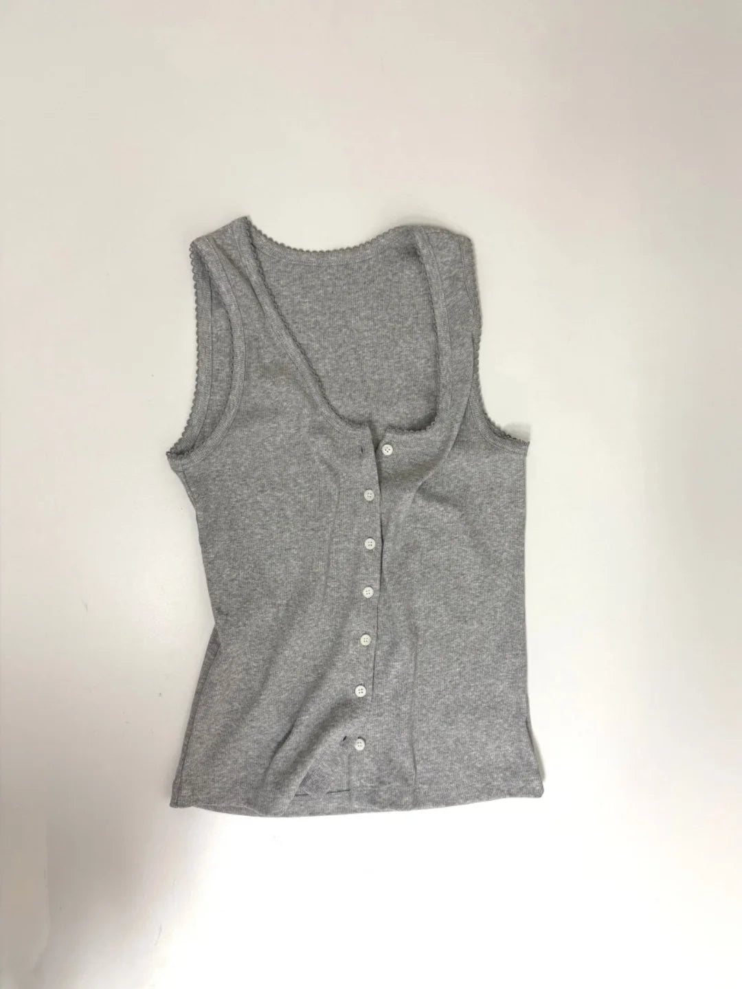 (2pack) Generation Lace Trim U-Neck Open Button Sleeveless Top