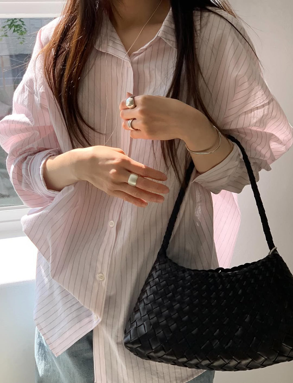 N&D Pinstripe Oversized Long Shirt