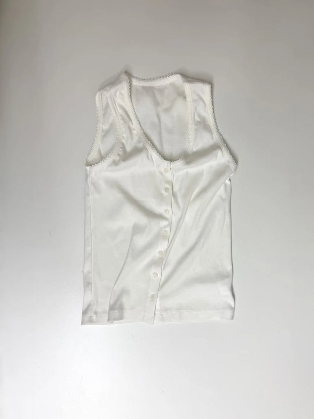 (2pack) Generation Lace Trim U-Neck Open Button Sleeveless Top