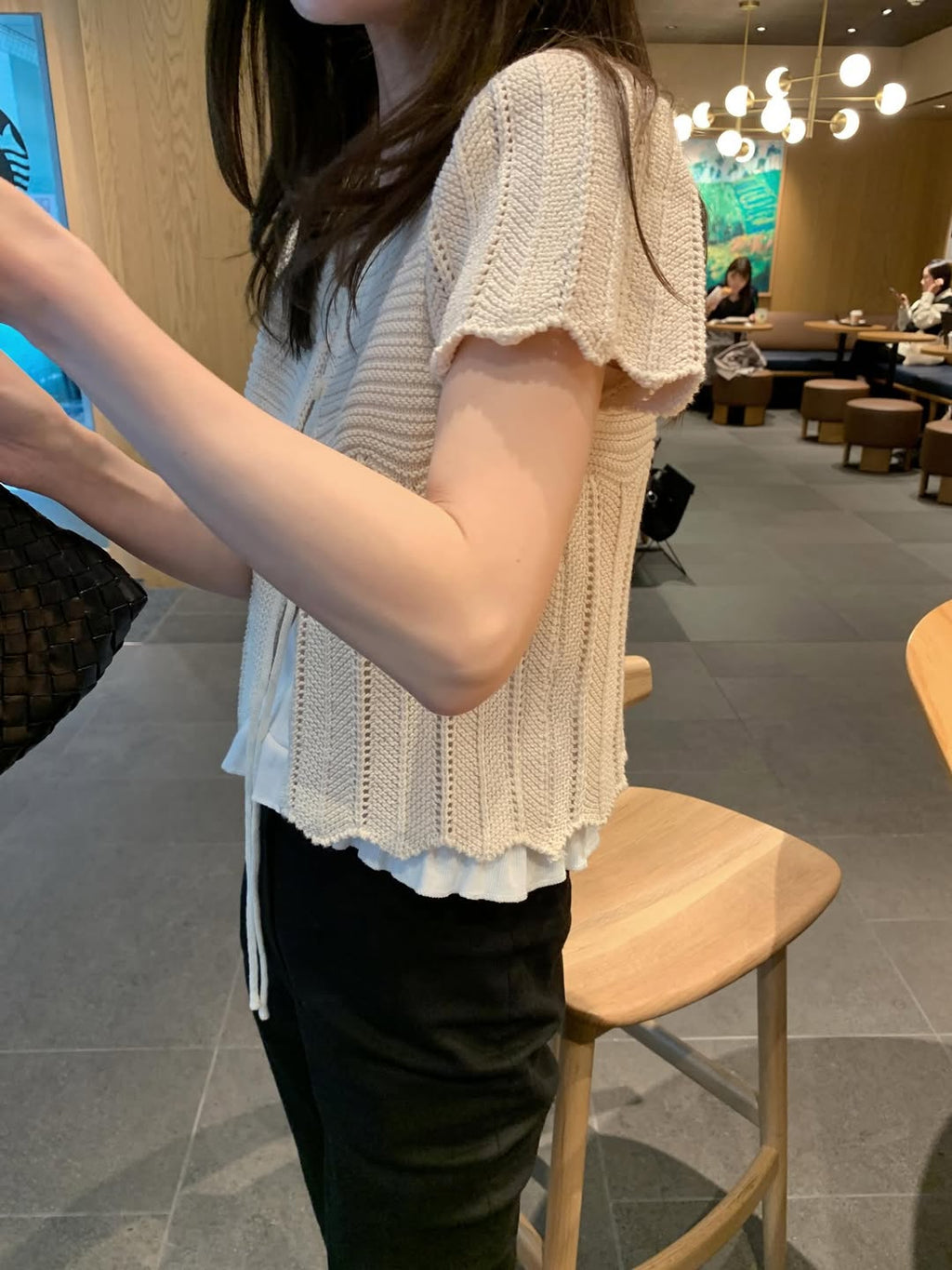 Mellounge Open Front Tie Knit Cardigan