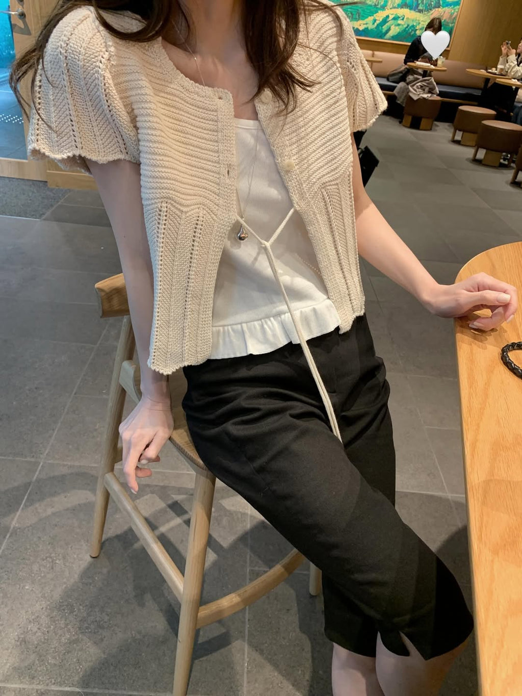 Mellounge Open Front Tie Knit Cardigan