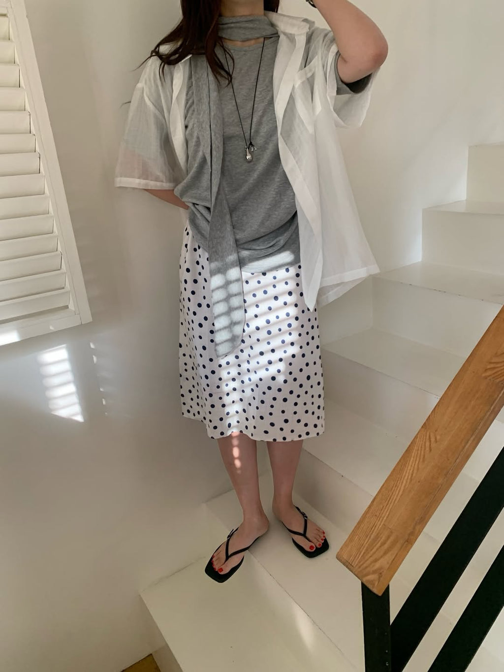 Avid Polka Dot Elastic Waist Side Tie Skirt