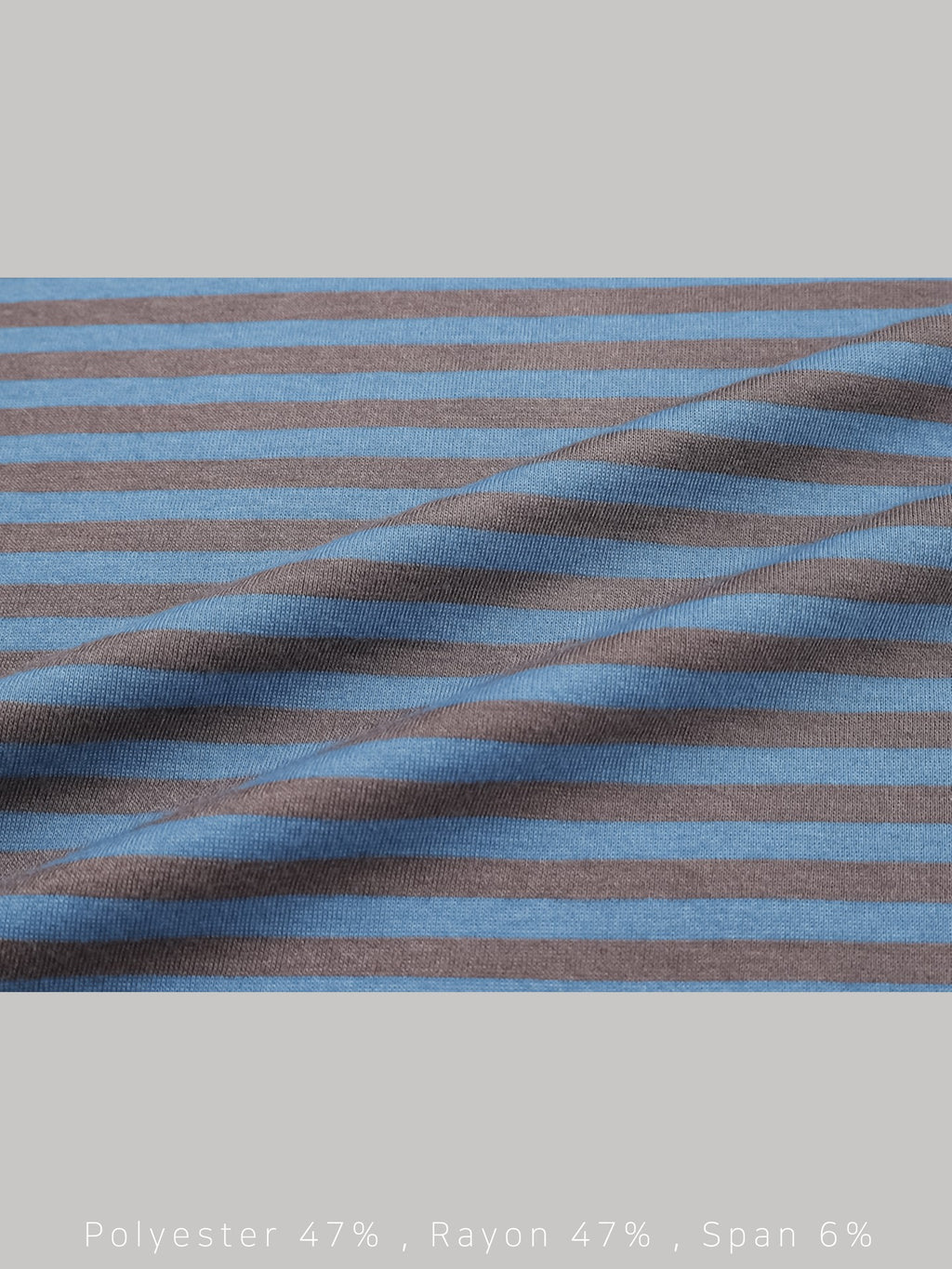 Mezzo striped roll-up sleeve T-shirt in Blue-Brown, crew neck label detail
