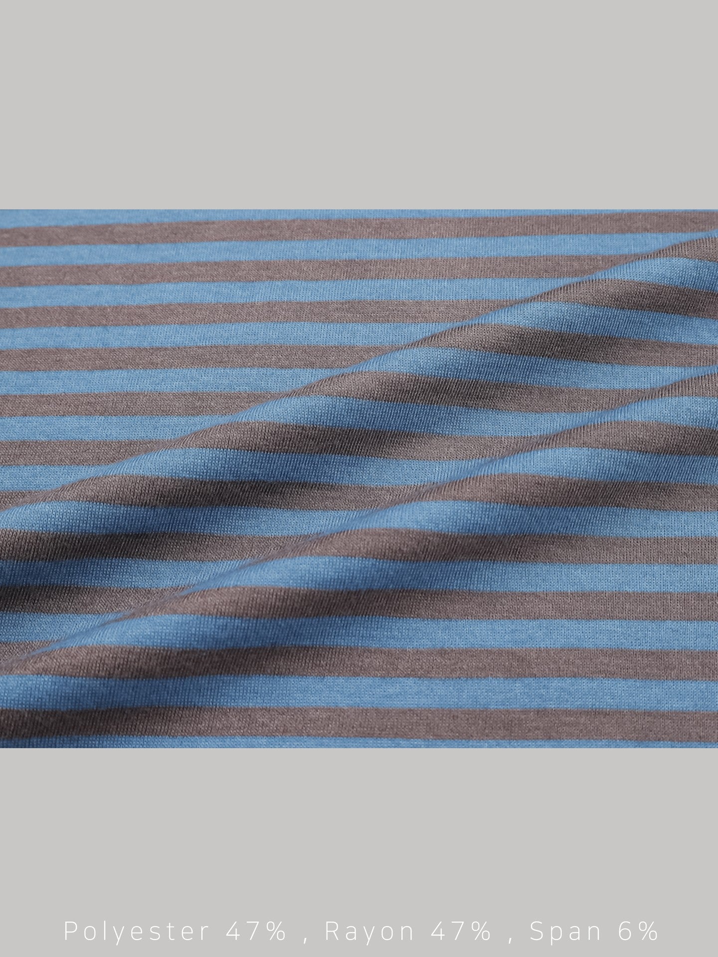 Mezzo striped roll-up sleeve T-shirt in Blue-Brown, crew neck label detail