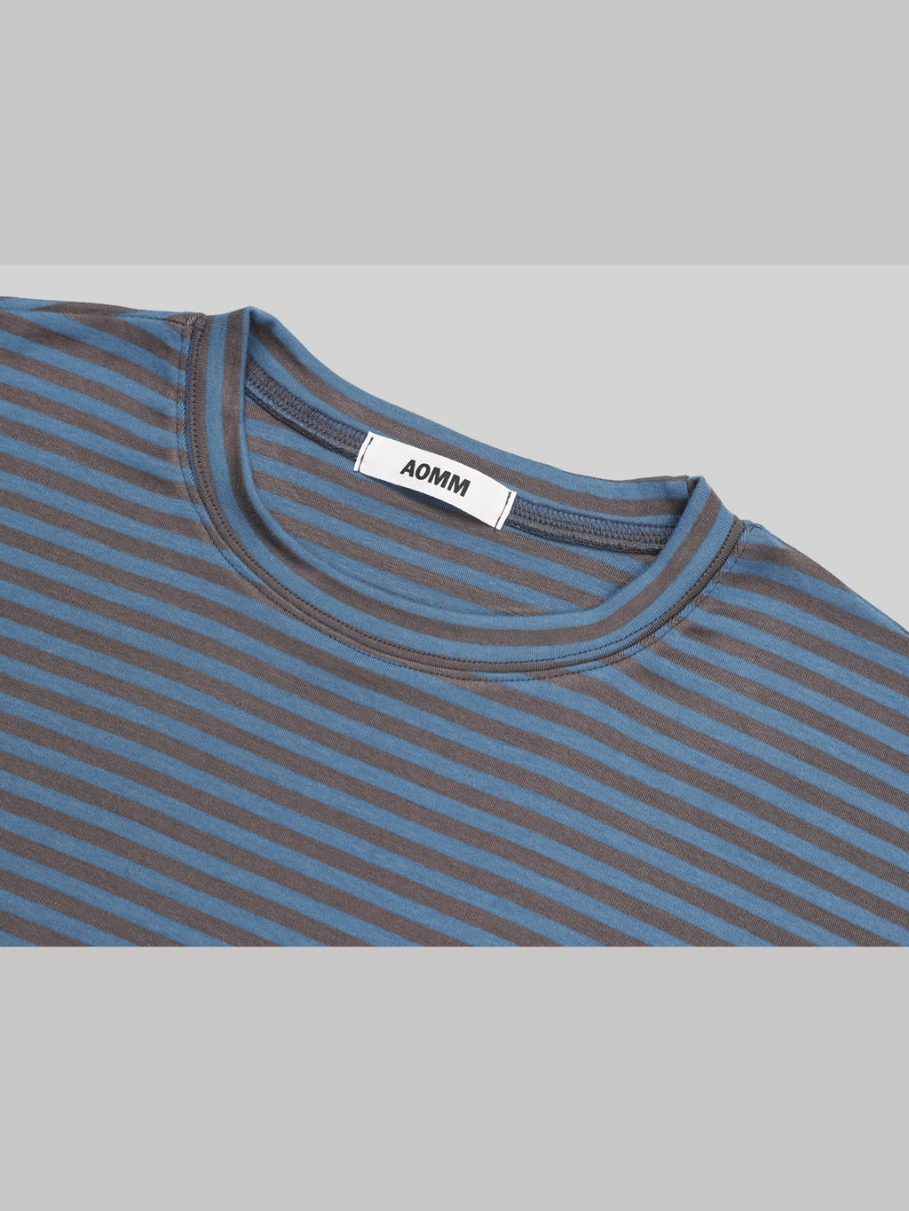 Mezzo striped roll-up sleeve T-shirt in Blue-Brown, roll-up sleeve hem detail