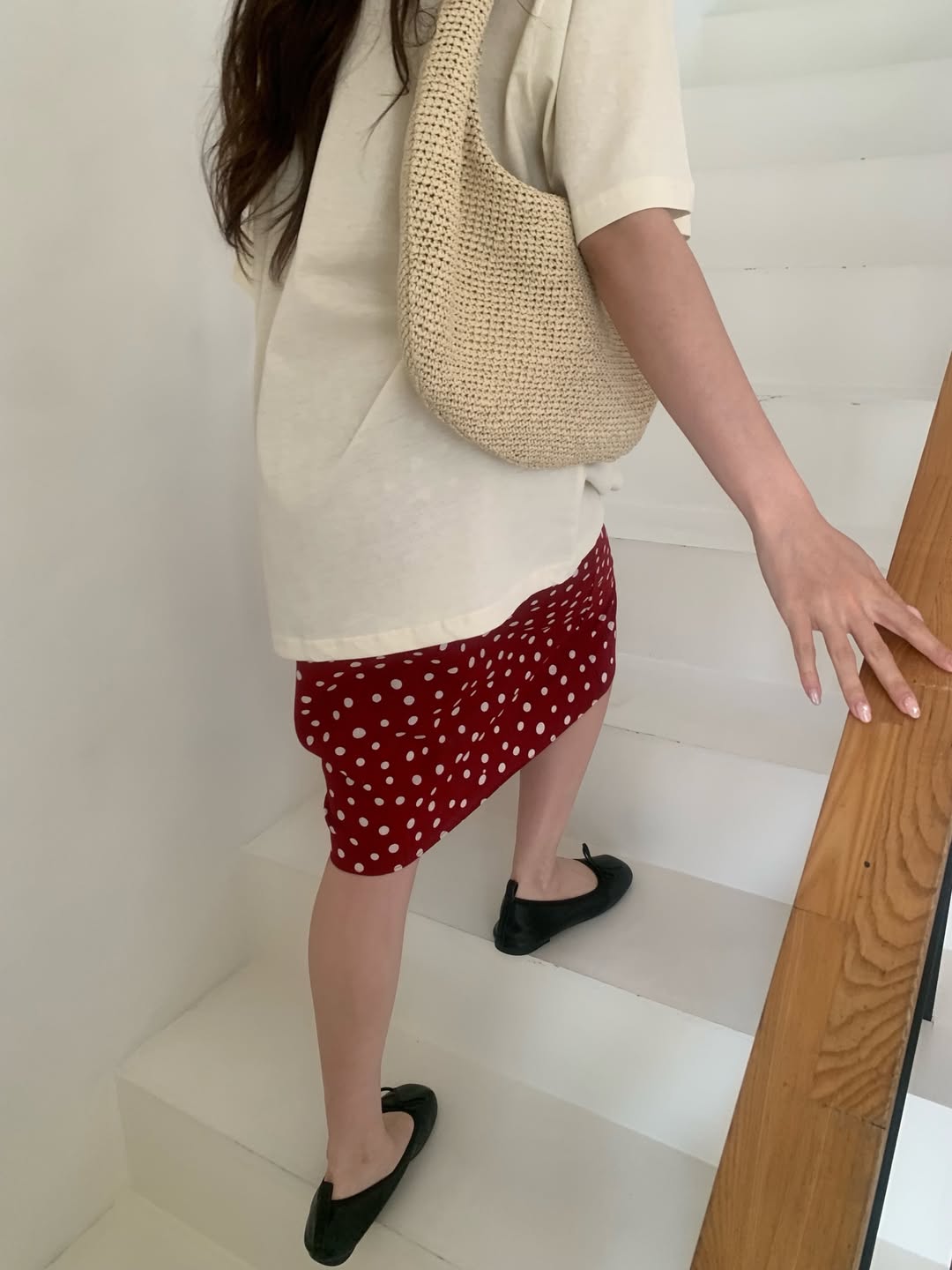 Avid Polka Dot Elastic Waist Side Tie Skirt