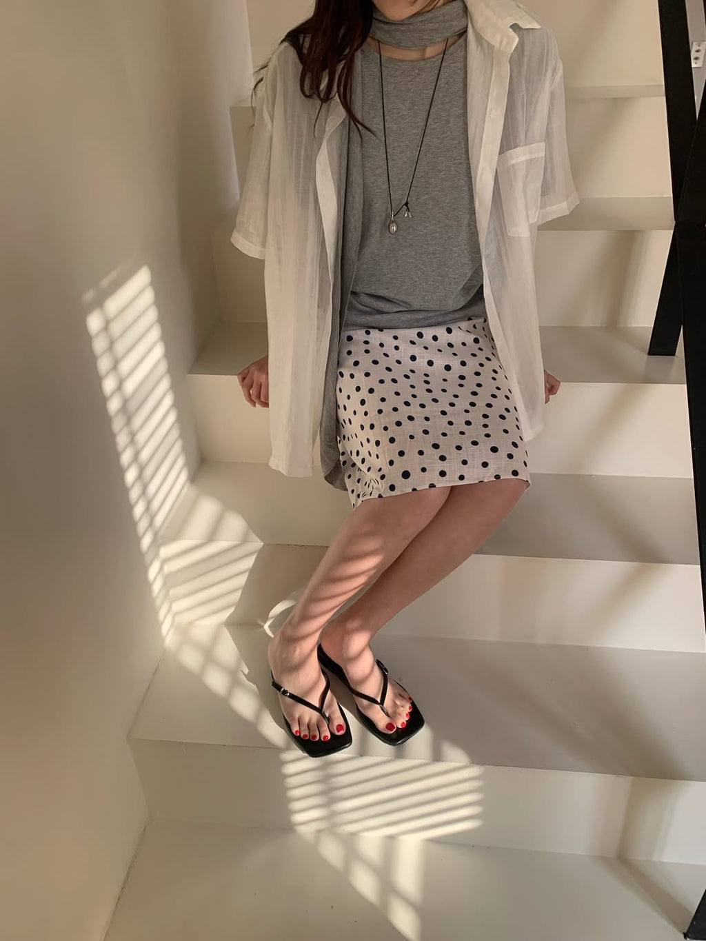 Avid Polka Dot Elastic Waist Side Tie Skirt